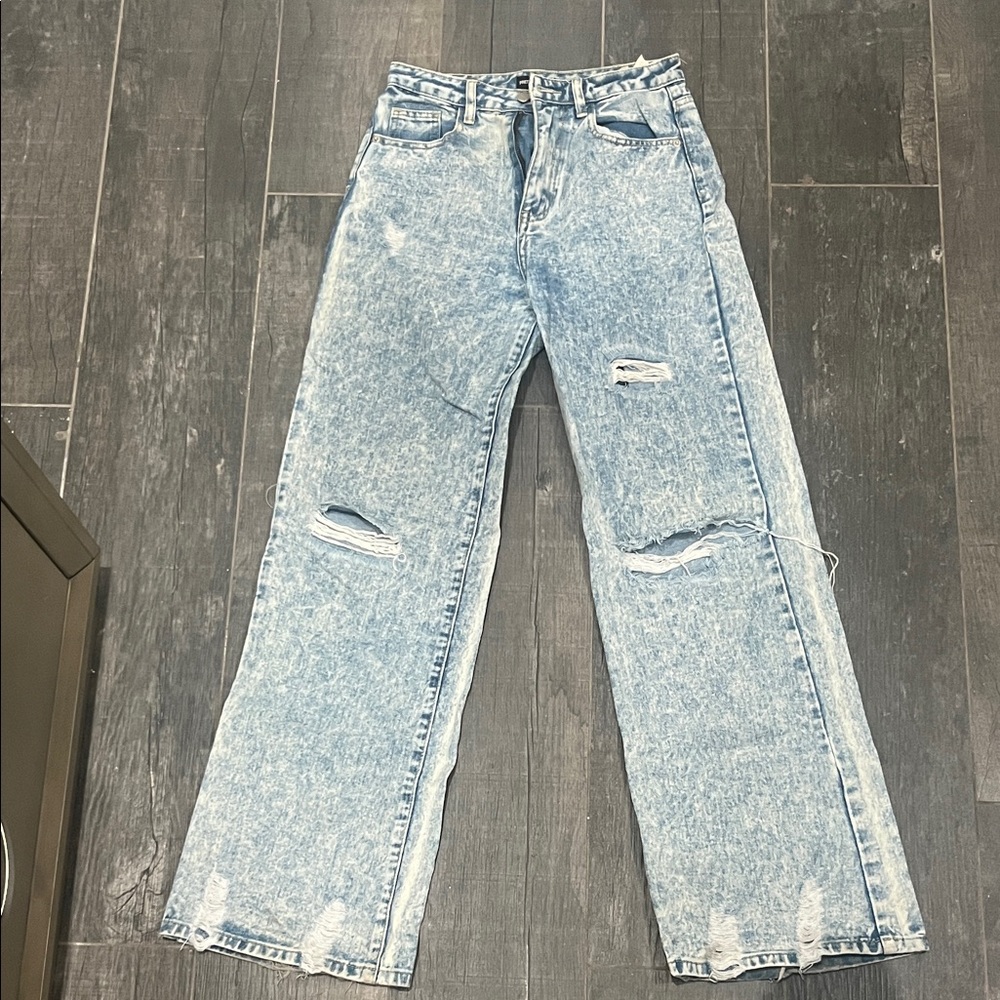 PLT High Waisted Distressed Light Blue Women’s Jeans